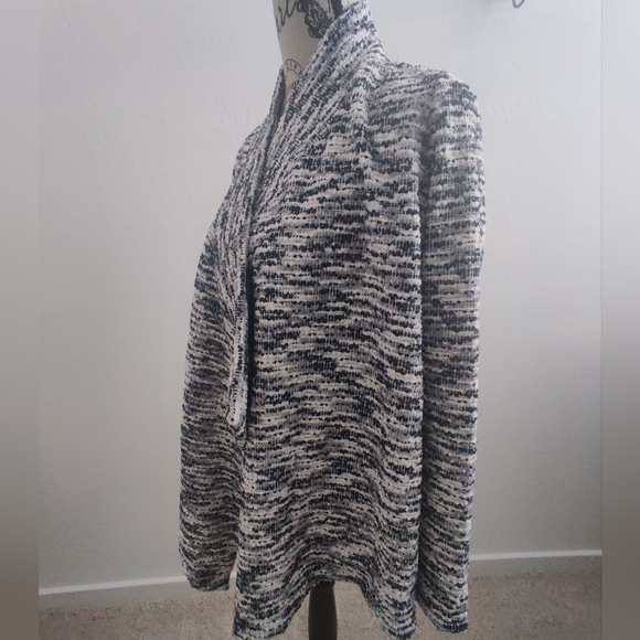 🆕 Vince Camuto Black & Gray Static Cozy Oversized Knit Fall Cardigan sweater_XS - Picture 4 of 10